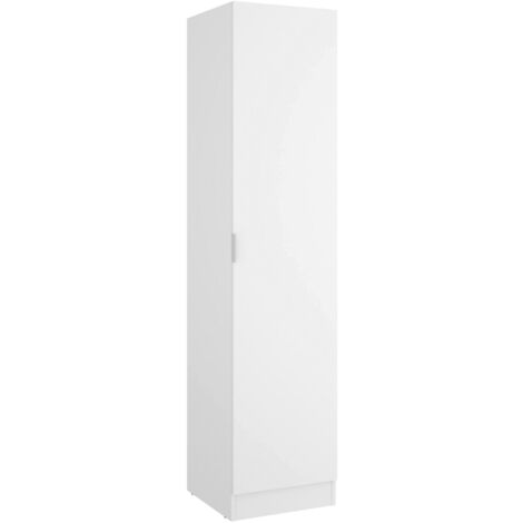 Dmora - Guardaroba Cusna, Mobile appendiabiti per camera da letto, Armadio a 1 anta singola, 41x52h184 cm, Bianco, con imballo rinforzato