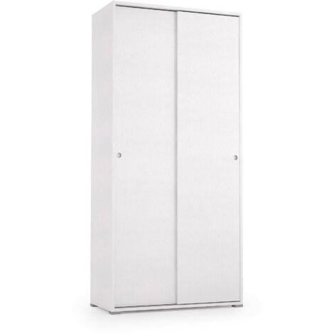 Dmora Guardaroba Dalia, Armadio a 2 ante scorrevoli e 4 ripiani, Mobile moderno multiuso per camera da letto, 100% Made in Italy, Cm 90x45h195, Bianco, con imballo rinforzato