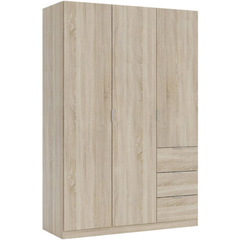 Armadio regolabile 160-110x205 h cm in rovere naturale con tenda - Bernac