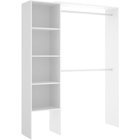 Dmora - Guardaroba grande Acquata, Struttura per cabina armadio, Mobile appendiabiti aperto, 140x40h187 cm, Bianco