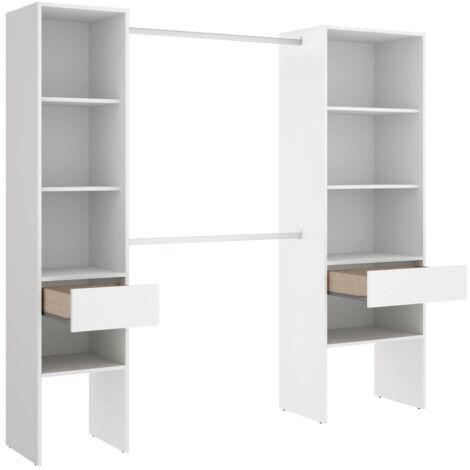 Dmora - Guardaroba grande Blossberg, Mobile camera da letto, Cabina armadio portabiti, Armadio appendiabiti, 160x50 h185 cm, Bianco