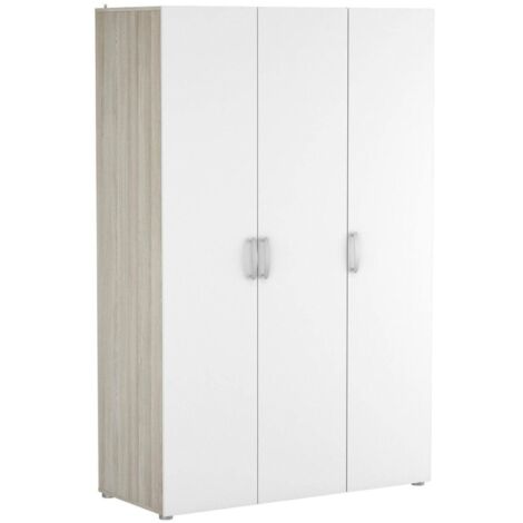 Dmora - Guardaroba grande Dania, Mobile camera da letto, Cabina armadio portabiti, Armadio appendiabiti, 119x51 h185 cm, Rovere e Bianco opaco