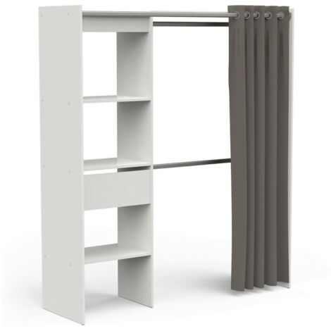 Dmora - Guardaroba grande Doubs, Mobile camera da letto, Cabina armadio portabiti, Armadio appendiabiti, 167x50 h192 cm, Bianco opaco