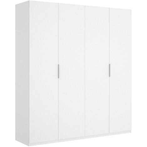 Dmora - Guardaroba grande Iuventas, Mobile appendiabiti per camera da letto, Armadio a 4 ante battenti, 180x52h204 cm, Bianco lucido