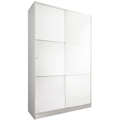 Dmora Guardaroba Waterbury, Armadio per camera da letto a 2 ante scorrevoli, Mobile con 3 ripiani e barra appendiabiti, cm 120x50h200, Bianco, con imballo rinforzato