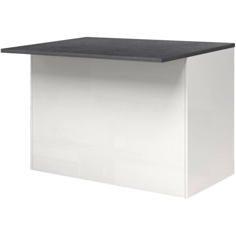 Lot de cuisine Daffaticat, meuble de cuisine 2 portes, table de rangement auxiliaire, 100% Made in Italy, 125x90h90 cm, Blanc brillant et ardoise