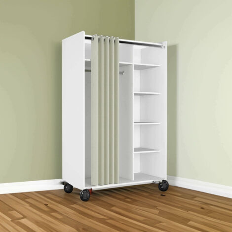 Dmora – Insertion à compartiments avec roulettes pour armoire – Dimensions 99,7 x 160 x 48,25 cm – Matériau laminé résistant aux chocs et rayures