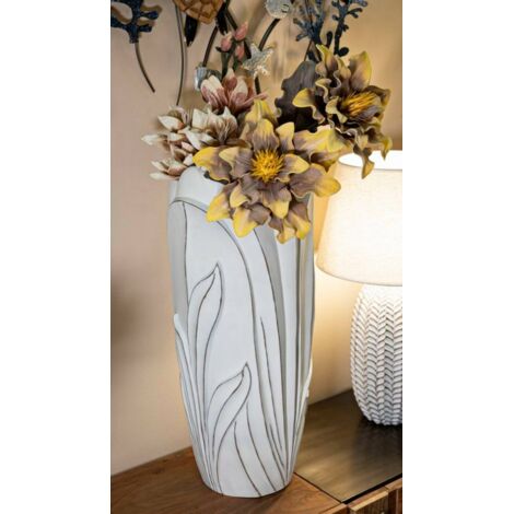 Dmora - Jarrón Paraguay, Complemento de decoración, Artículo decorativo, Accesorio de decoración, 31x31 h69 cm, Blanco