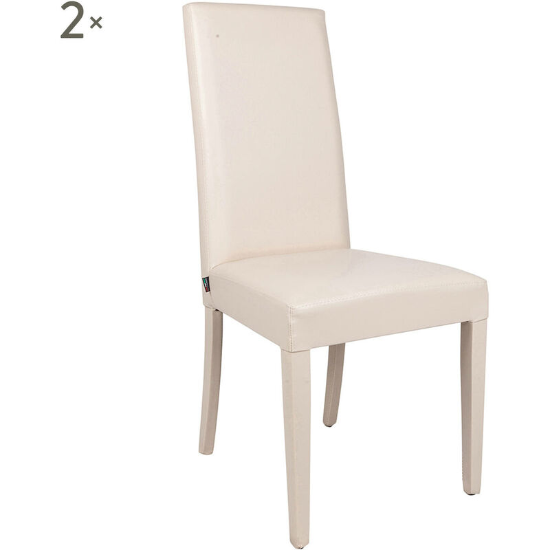 

Dmora Conjunto de 2 sillas de salón o cocina, estilo clásico, asiento de ecopiel y estructura de madera, 55x46h99 cm, color arena