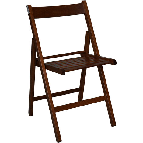Dmora Juego de 4 sillas plegables en haya maciza, color nogal, Medidas 42,5 x 79 x 47,5 cm