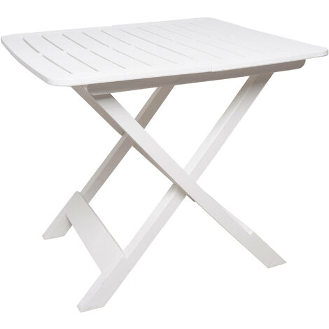 Dmora Klappbarer rechteckiger Campingtisch, Made in Italy, 79 x 72 x 70 cm, Farbe Weiß