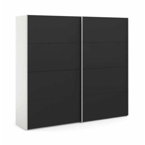 Dmora - Kleiderschrank 2 Türen Damienne, Schlafzimmermöbel, Schrank, Garderobe, 243x61 h220 cm, Weiß und Schwarz