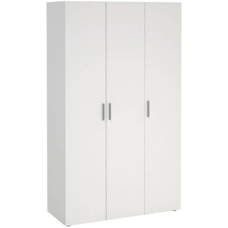 Dmora - Kleiderschrank 3 Türen Albacore, Schlafzimmermöbel, Schrank, Garderobe, 118x50 h201 cm, Weiß