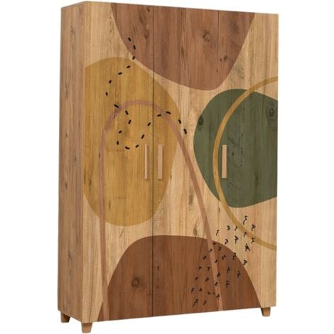 Dmora - Kleiderschrank 3 Türen Samh, Schlafzimmermöbel, Schrank, Garderobe, 120x48h189 cm, Eiche, mit verstärkter Verpackung
