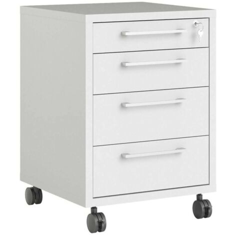 Dmora Kommode auf Rollen, Farbe weiß, 48,2 x 68,2 x 49,1 cm