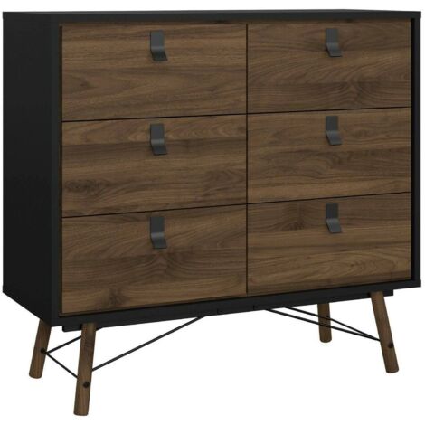 Dmora - Kommode Aurelie, Wohnzimmerbuffet, Wohnzimmer-Sideboard, Moderne Küchen-Speisekammer, 102x40 h95 cm, Schwarz und Walnuss