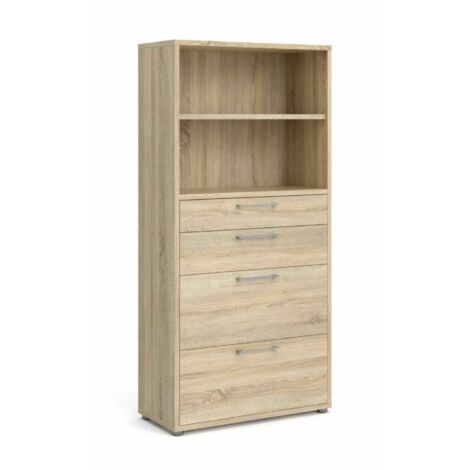 Dmora - Kommode Ciudad, Wohnzimmerbuffet, Wohnzimmer-Sideboard, Moderne Küchen-Speisekammer, 89x40 h186 cm, Eiche