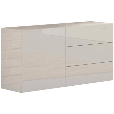 Dmora - Kommode Dcomuzz, Küchen-Sideboard mit 1 Tür und 3 Schubladen, Wohnzimmer-Buffet, Küchen-Sideboard, 100% Made in Italy, cm 110x40h35, glänzend weiß