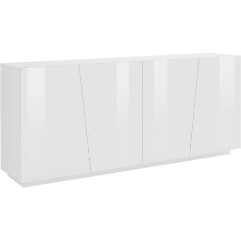 Dmora - Kommode Dliguor, Küchen-Sideboard mit 4 Türen, Wohnzimmer-Buffet, 100 % Made in Italy, cm 200x43h86, glänzend weiß