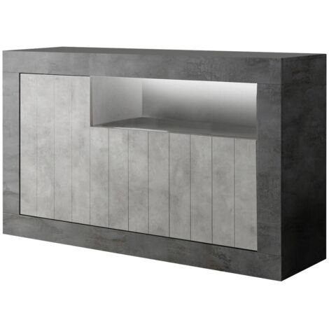 Dmora - Kommode Dolphin, Wohnzimmerbuffet, Wohnzimmer-Sideboard, Moderne Küchen-Speisekammer, Made in Italy, 138x42 h86 cm, Schiefer und Zement