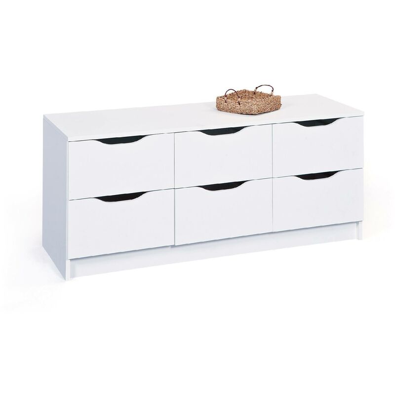 Dmora - Kommode mit sechs Schubladen, weiße Farbe, 50 x 40 x 120 cm