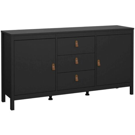 Dmora - Kommode Whitney, Wohnzimmerbuffet, Wohnzimmer-Sideboard, Moderne Küchen-Speisekammer, 151x38 h80 cm, Schwarz