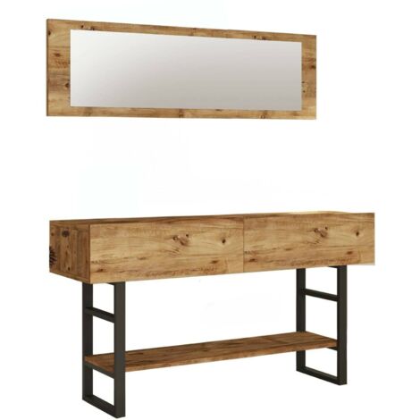 Dmora - Konsolentisch Helene, Ausziehbarer Mehrzwecktisch, Eingangskonsole, Regal mit Erweiterungen, 139x43h76 cm, Eiche, mit verstärkter Verpackung