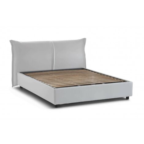 Dmora - Letto matrimoniale Darabon, Letto contenitore con rivestimento in tessuto, 100% Made in Italy, Apertura frontale, adatto per materasso Cm 160x190, Bianco