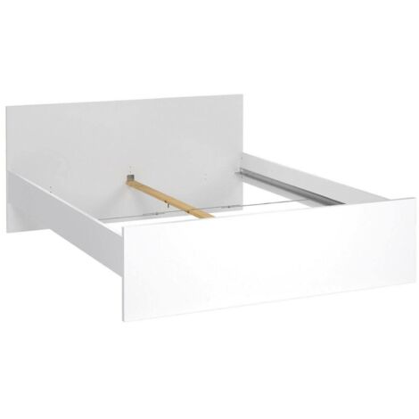 Dmora - Letto matrimoniale Emilienne, Sommier per camera da letto, Giroletto per stanza, Struttura porta materasso, 207x166 h80 cm, Bianco lucido
