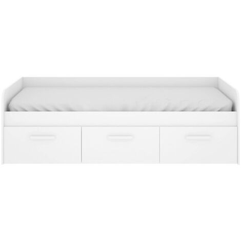 Dmora - Letto per bambini Aco, Lettino contenitore per cameretta, Struttura per letto singolo con 3 cassettoni, 194x97h60 cm, Bianco