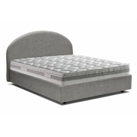 Dmora - Letto piazza e mezza Dbogda, Letto contenitore con rivestimento in tessuto, 100% Made in Italy, Apertura frontale, con materasso Cm 120x190 incluso, Grigio