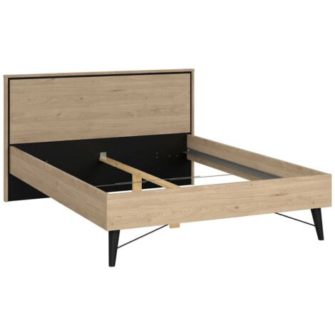 Dmora - Letto piazza e mezza Zocca, Sommier per camera da letto, Giroletto per stanza, Struttura porta materasso, 207x153 h91 cm, Rovere