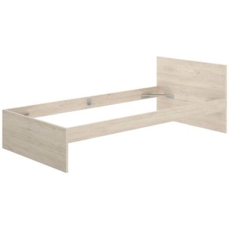 Dmora - Letto singolo Castellaro, Sommier per camera da letto, Giroletto per stanza, Struttura porta materasso, 96x195 h67 cm, Rovere