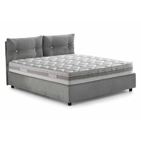 Dmora - Letto singolo Daasba, Letto contenitore con rivestimento in tessuto, 100% Made in Italy, Apertura frontale, con materasso Cm 80x190 incluso, Grigio