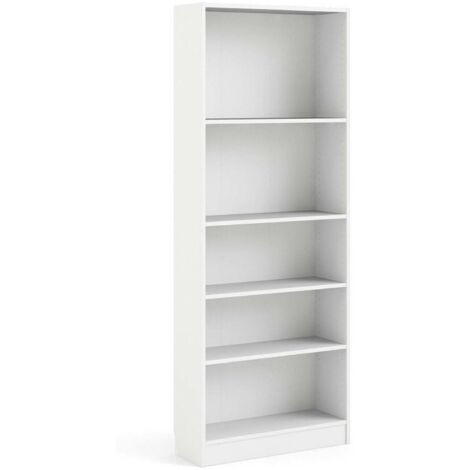Dmora Libreria a cinque vani, colore bianco, cm 79 x 107 x 27, con imballo rinforzato