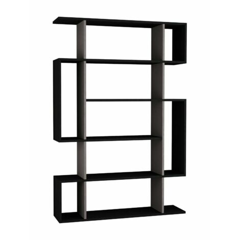 Dmora - Libreria Agamermis, Scaffale da ufficio, Mobile portalibri, Biblioteca, 110x26h161 cm, Antracite e Beige