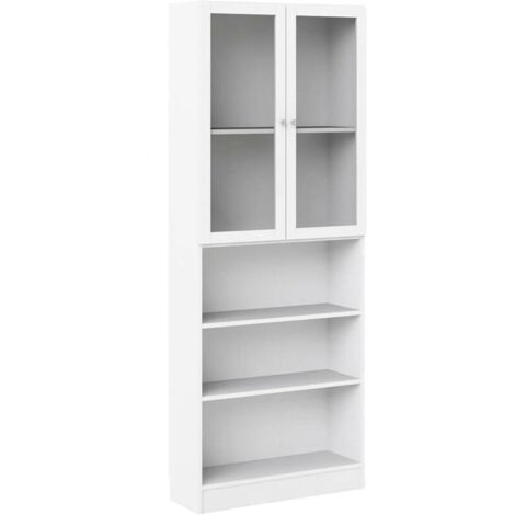 Dmora - Libreria Alixane, Scaffale da ufficio, Mobile portalibri, Biblioteca, 79x28 h203 cm, Bianco