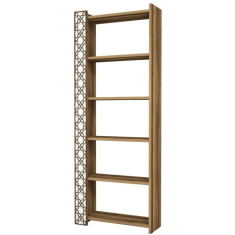 Dmora - Libreria Alula, Scaffale da ufficio, Mobile portalibri, Biblioteca, 65x24h170 cm, Noce e Bianco, con imballo rinforzato, con imballo rinforzato