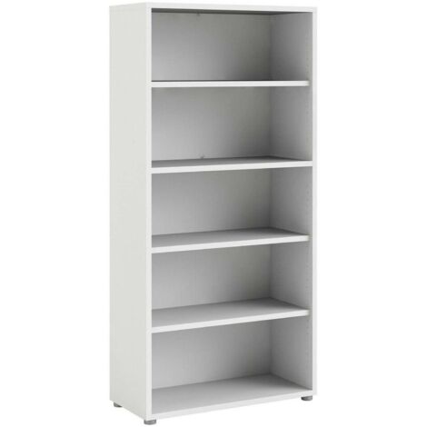 Dmora - Libreria Apice, Scaffale da ufficio, Mobile portalibri, Biblioteca, 89x40 h186 cm, Bianco