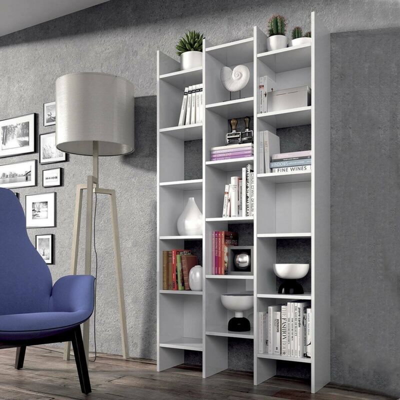 

Librería con estantes cuadrados, color blanco artik, 192 x 96 x 29 cm - Dmora