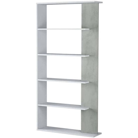 Libreria Alta Moderna Design A Zig Zag 80x25x192 Bianco Lucido Athena