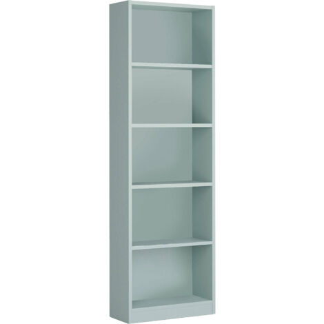 Libreria Dnotar, Scaffale da ufficio a 5 ripiani, Mobile portalibri,  Biblioteca, 108x31h136 cm, Rovere Nodi e Bianco lucido