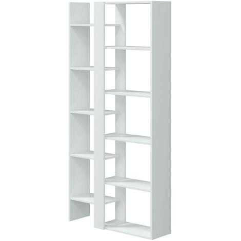 Libreria Djovi, Scaffale da ufficio multiuso, Mobile biblioteca portalibri  a 3 ripiani, 110x25h96 cm, Bianco