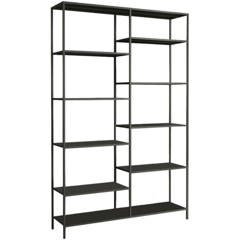 Dmora - Libreria Dorgali, Scaffale da ufficio, Mobile portalibri, Biblioteca, 120x30 h188 cm, Ardesia