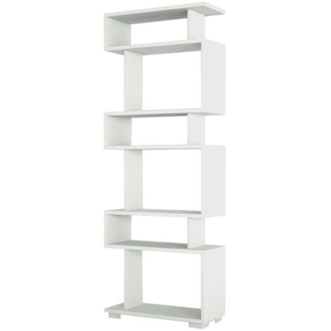 Dmora - Libreria Panopea, Scaffale da ufficio, Mobile portalibri, Biblioteca, 60x20h165 cm, Bianco, con imballo rinforzato, con imballo rinforzato