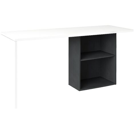 Dmora Linearer Schreibtisch für Büro und Arbeitszimmer mit Regal, Made in Italy, Minimaler Tisch, Schreibtisch für PC, 110x50h75 cm, glänzend weiß und aschgrau