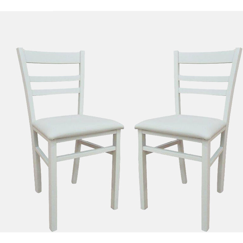Dmora - Lot de 2 chaises en bois classiques, pour salle à manger, cuisine ou salon, Made in Italy, 41x43h87 cm, Couleur Blanc