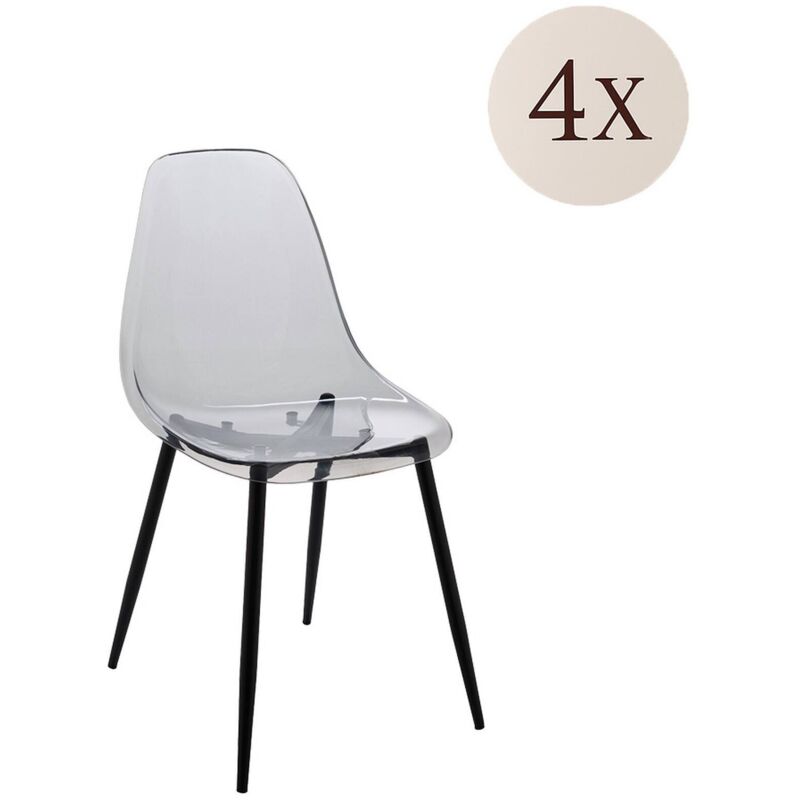 Dmora - Lot de 4 chaises Dabdalhad, fauteuil pet, Chaise de salle à manger ergonomique, Siège de réunion, 53x46h81 cm, Fumée Dmora - Lot de 4 chaises Dabdalhad, fauteuil pet, Chaise de salle à manger ergonomique, Siège de réunion, 53x46h81 cm, Fumée