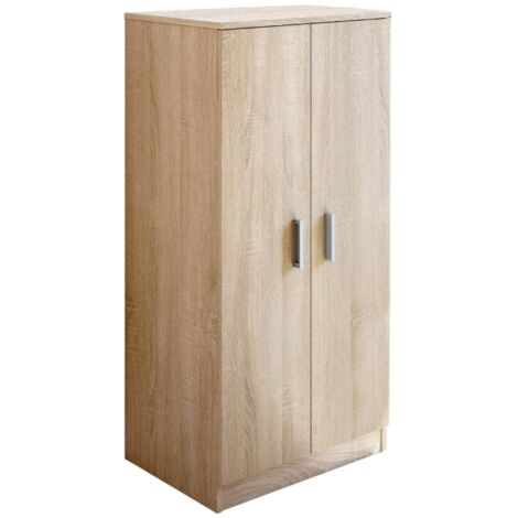 Dmora - Mehrzweck-Kabinett Dbonucc, Beistellschrank mit 2 Türen, Niedriger Schuhschrank mit 6 Einlegeböden, Modernes Schuhregal, 55x36h108 cm, Eiche