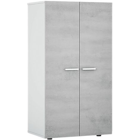 Dmora Mehrzweck-Kabinett Norwalk, Schuhschrank mit 2 Türen, Niedriger Schrank mit 6 Einlegeböden, Modernes niedriges Schuhregal, cm 55x36h103, Weiß und Zement